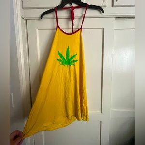 OMIGHTY yellow bud leaf mini halter dress size small new NWT